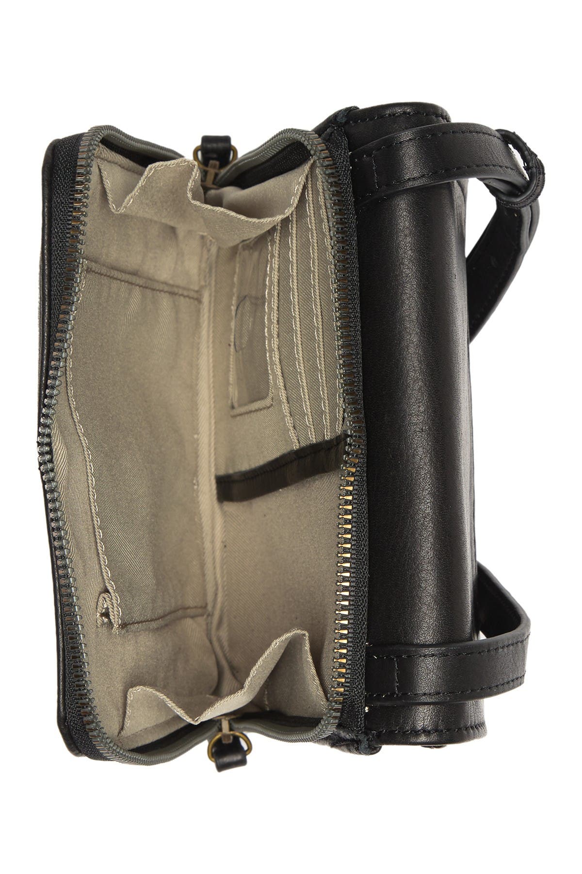 AMERICAN LEATHER CO. Kansas Foldover Crossbody Bag, Alternate, color, Black Smooth