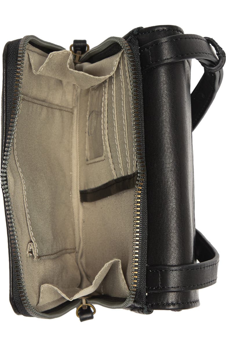 AMERICAN LEATHER CO. Kansas Foldover Crossbody Bag, Alternate, color, Black Smooth