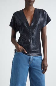 ST. JOHN Sequin Dolman Sleeve Top