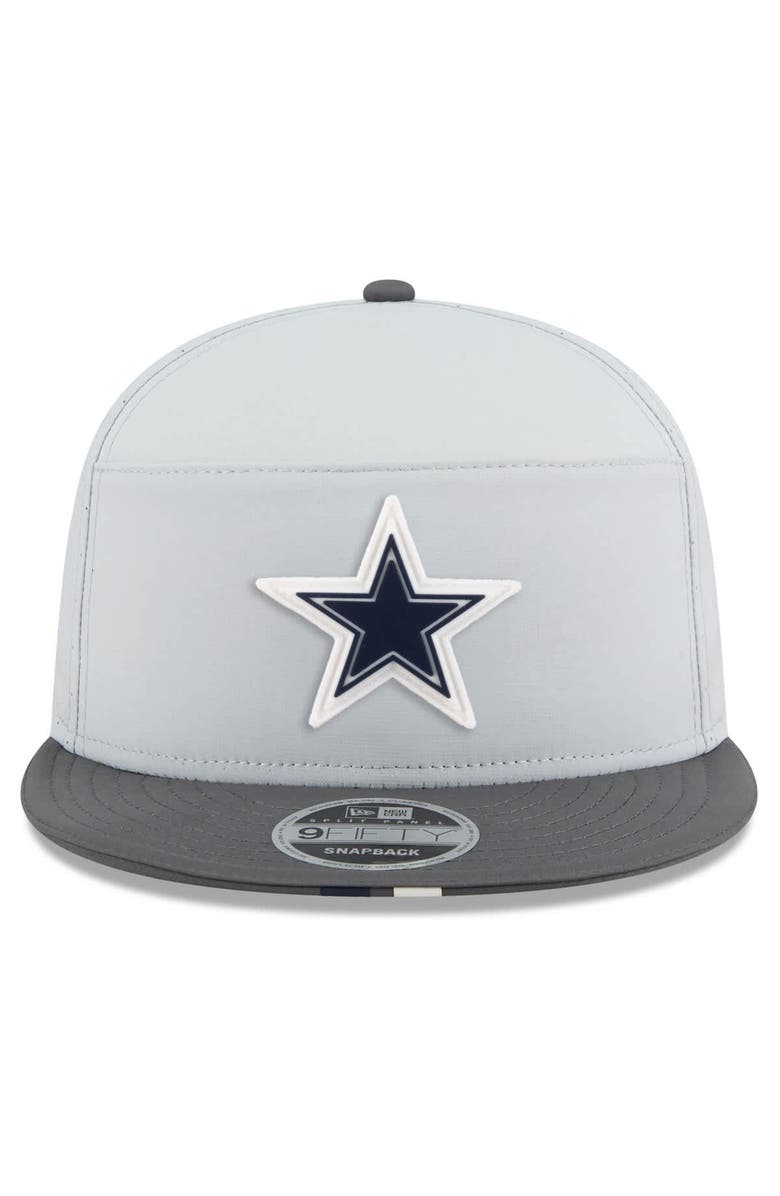 New Era Men's New Era Gray/Graphite Dallas Cowboys 2025 NFL Training Camp Split Panel 9FIFTY Snapback Hat, Alternate, color, Gray