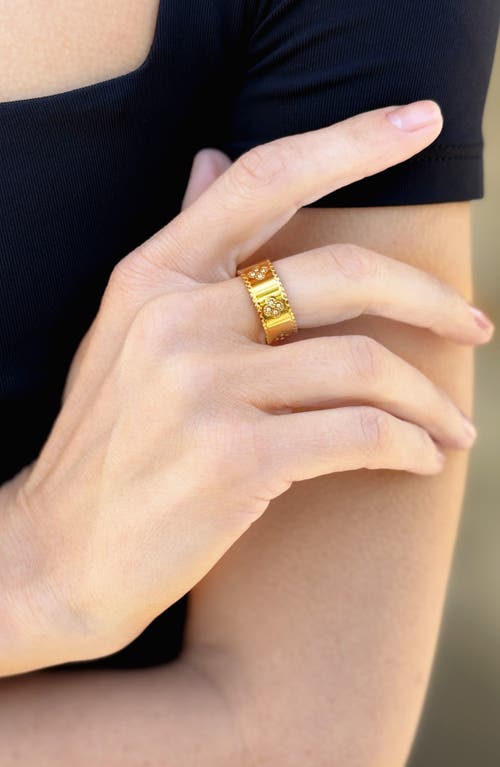 Adornia Cubic Zirconia Clover Band Ring In Gold