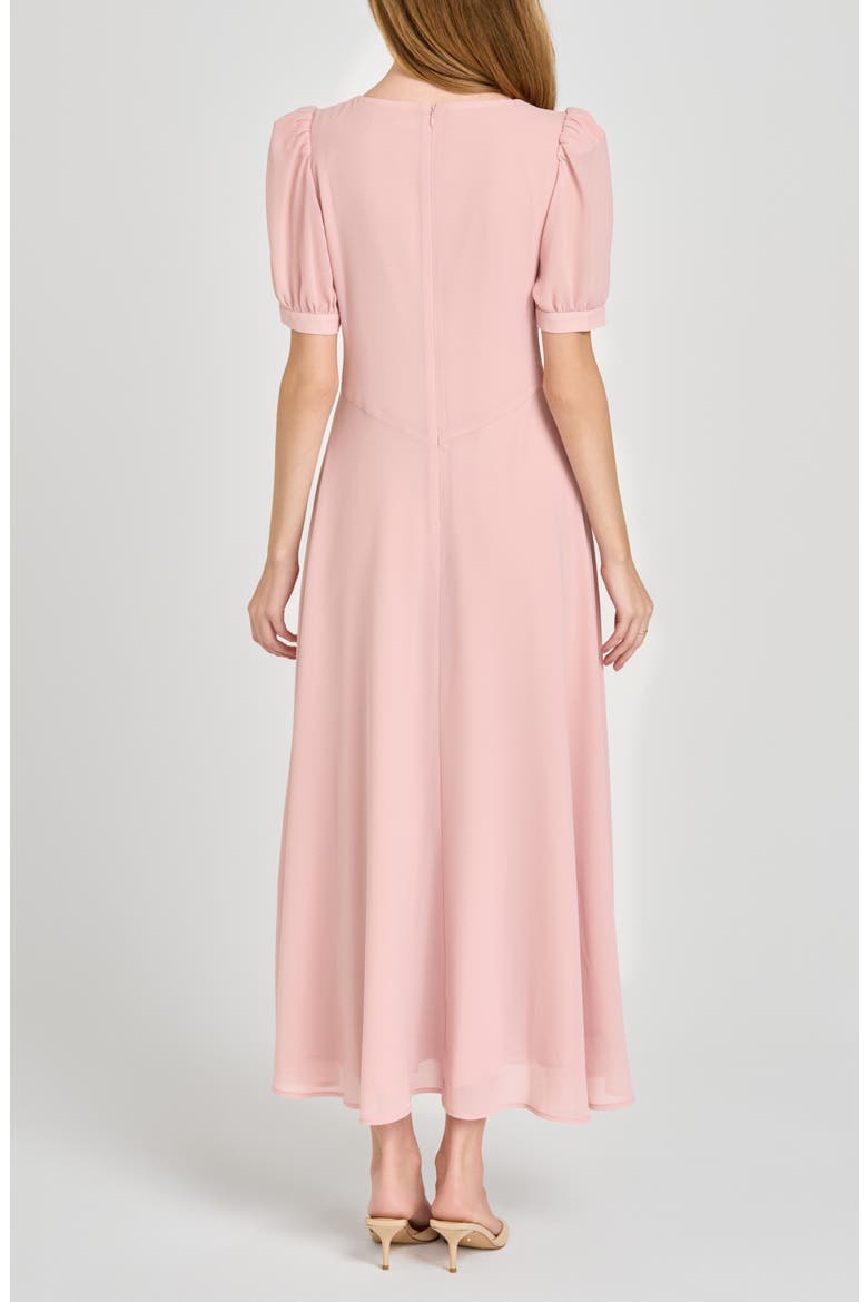 Juliana Short Sleeve A-Line Midi Dress, Alternate, color, PINK
