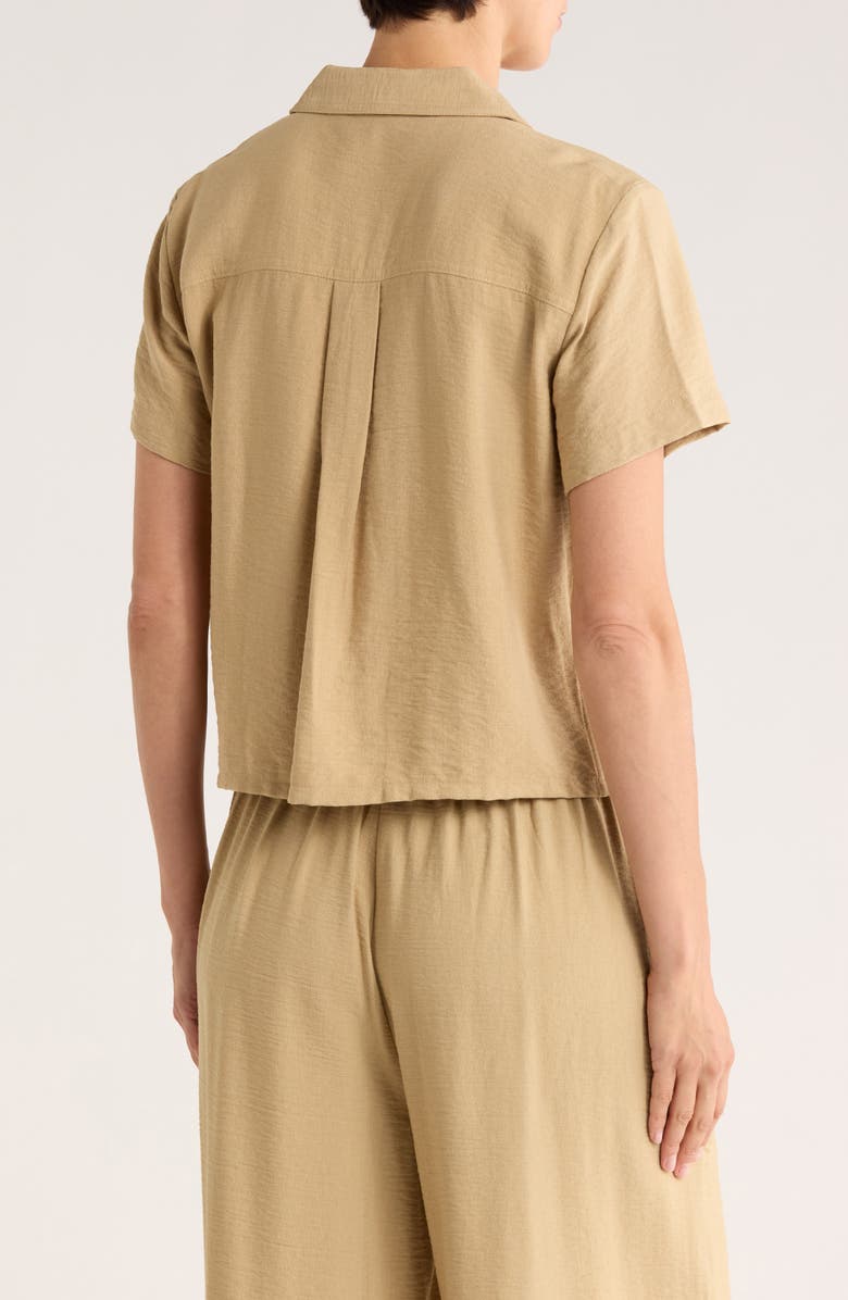 DKNY Crinkle Camp Shirt, Alternate, color, Travertine