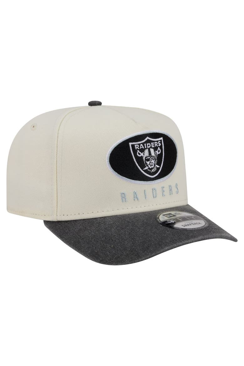 Men's New Era  Cream/Black Las Vegas Raiders Washed A-Frame 9FIFTY Snapback Hat, Alternate, color, Cream