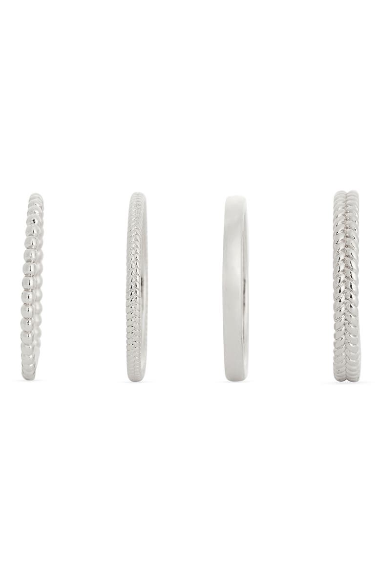 Set of Four Textured Rings, Alternate, color, SILVER