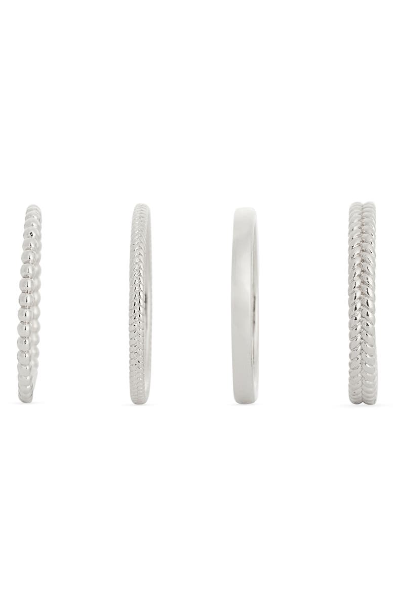 NORDSTROM RACK Set of Four Textured Rings, Alternate, color, Silver