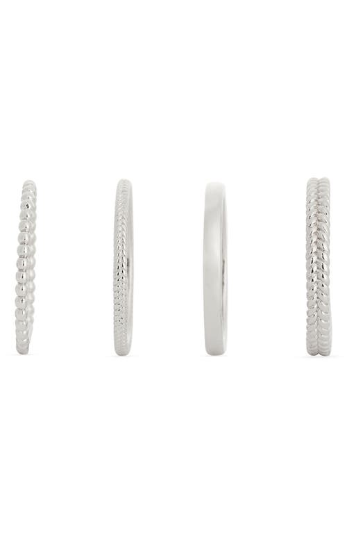 Nordstrom Rack Set Of Four Textured Rings In Silver