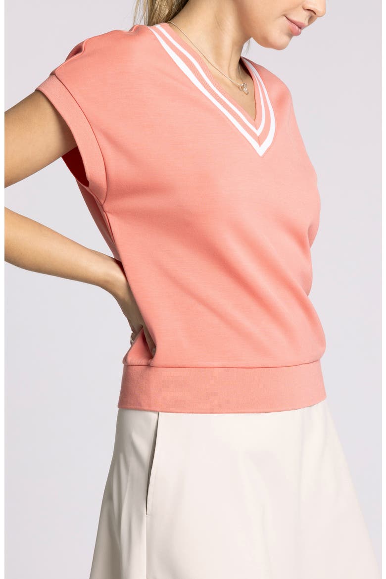 Rhonda Stripe Knit Top, Alternate, color, CORAL VARSITY