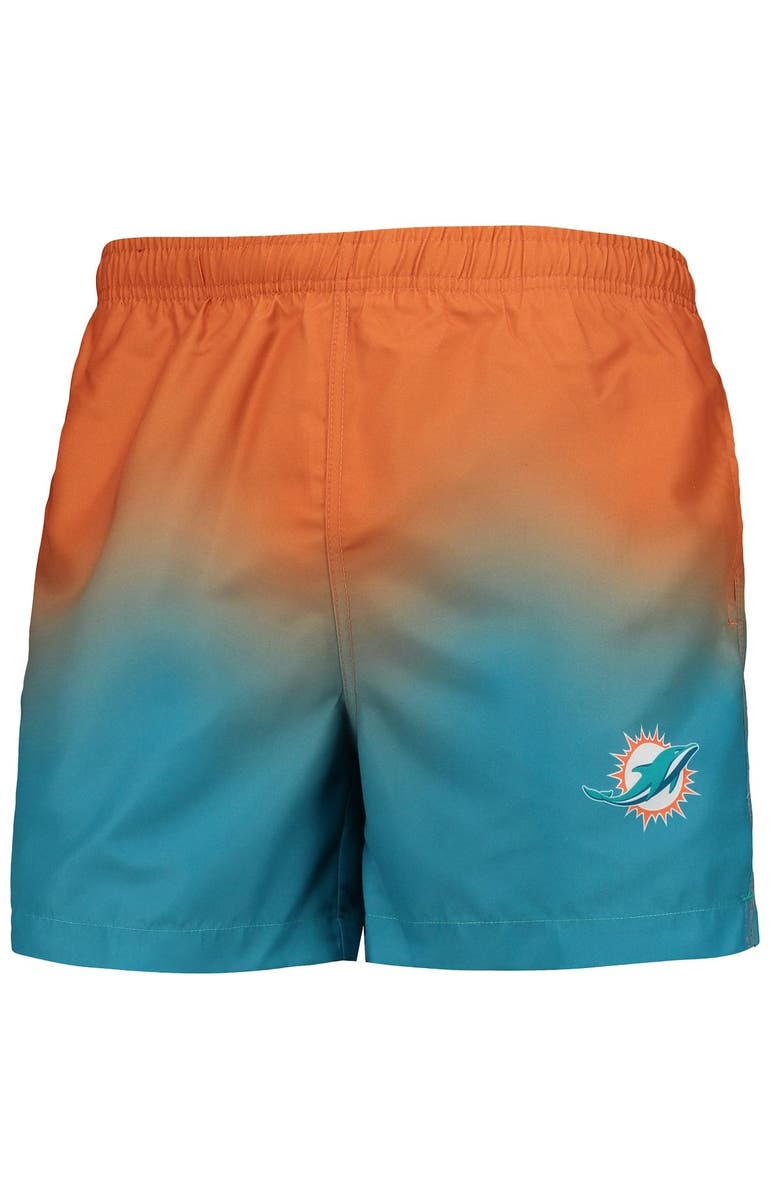 FOCO Men's FOCO Aqua/ Miami Dolphins Dip-Dye Swim Shorts, Alternate, color,