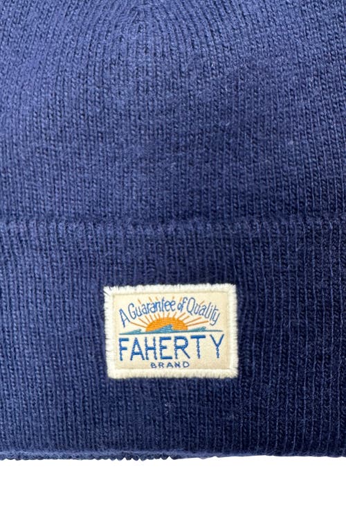 Faherty Core Logo Beanie In Blue