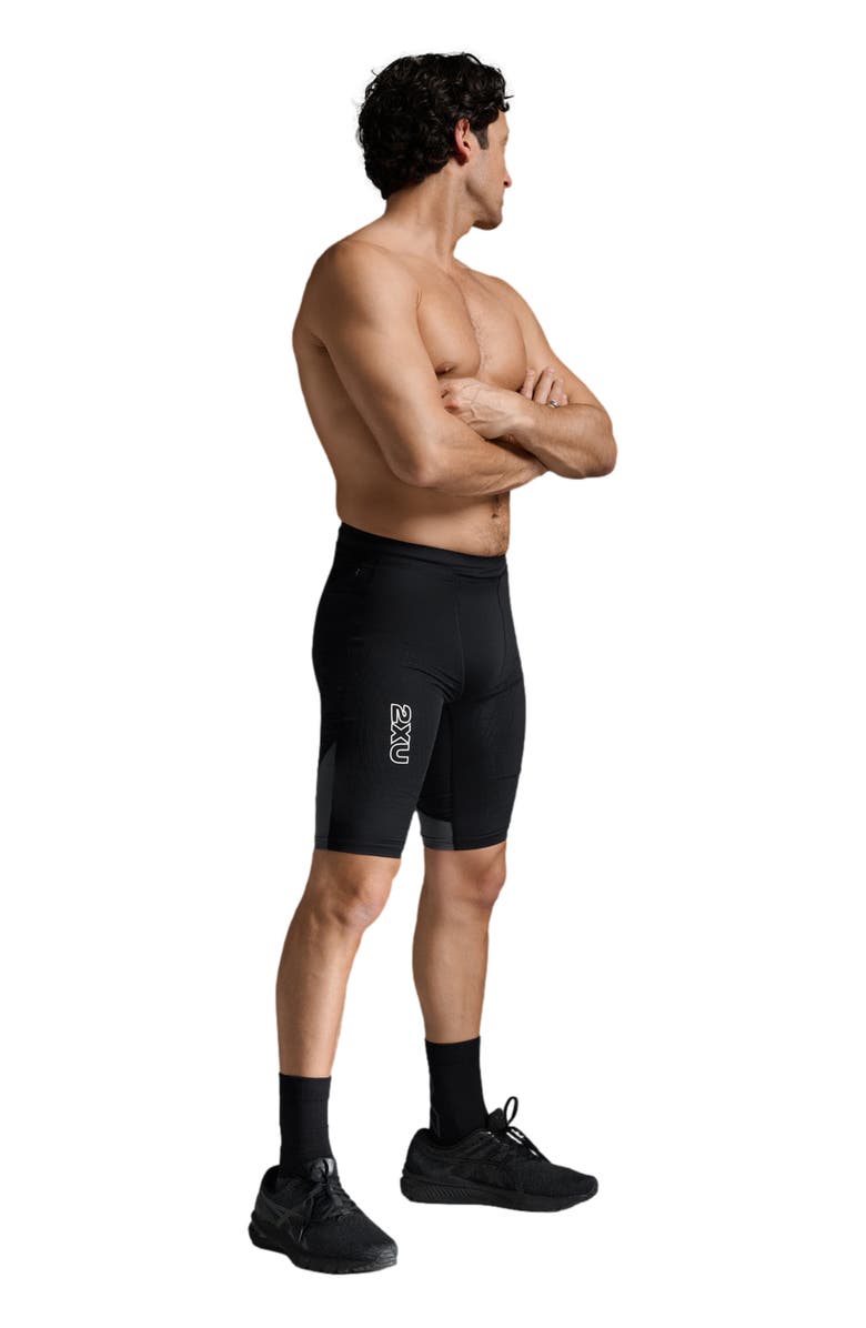 2XU Light Speed React Comp Shorts, Main, color, Black/White Reflective