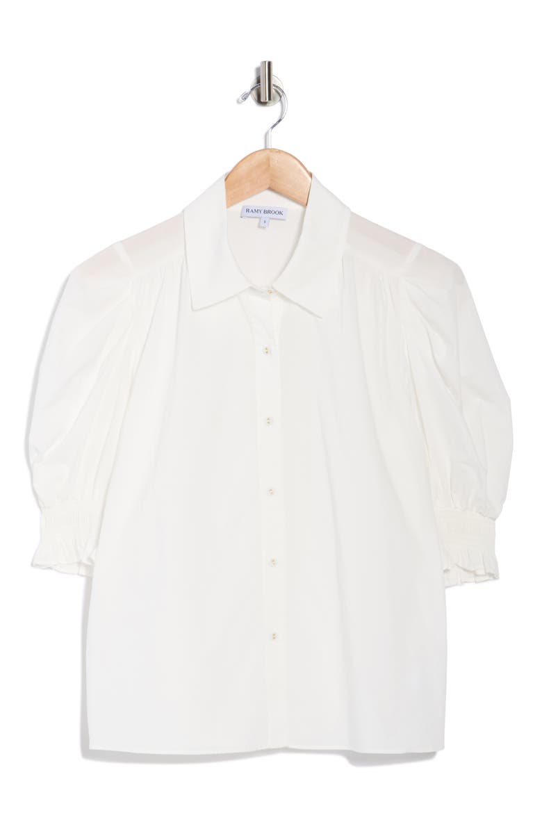 Corinne Puff Sleeve Button-Up Shirt, Alternate, color, IVORY