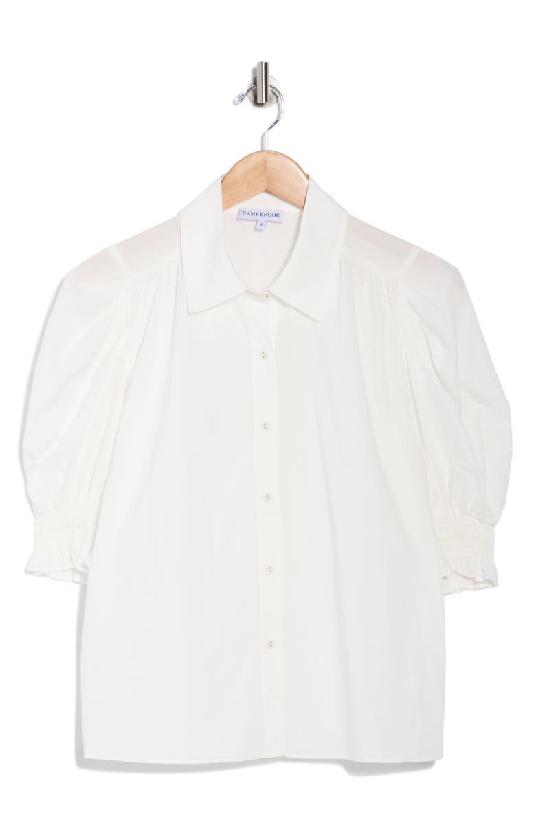 Ramy Brook Corinne Puff Sleeve Button-Up Shirt, Main, color, Ivory