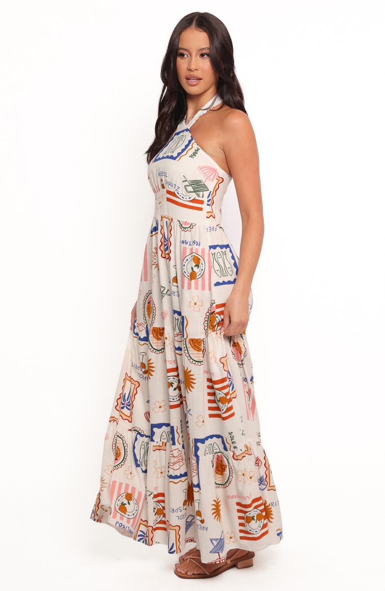 Petal & Pup Jelena Printed Maxi Halter Dress, Alternate, color, Ocean Oasis