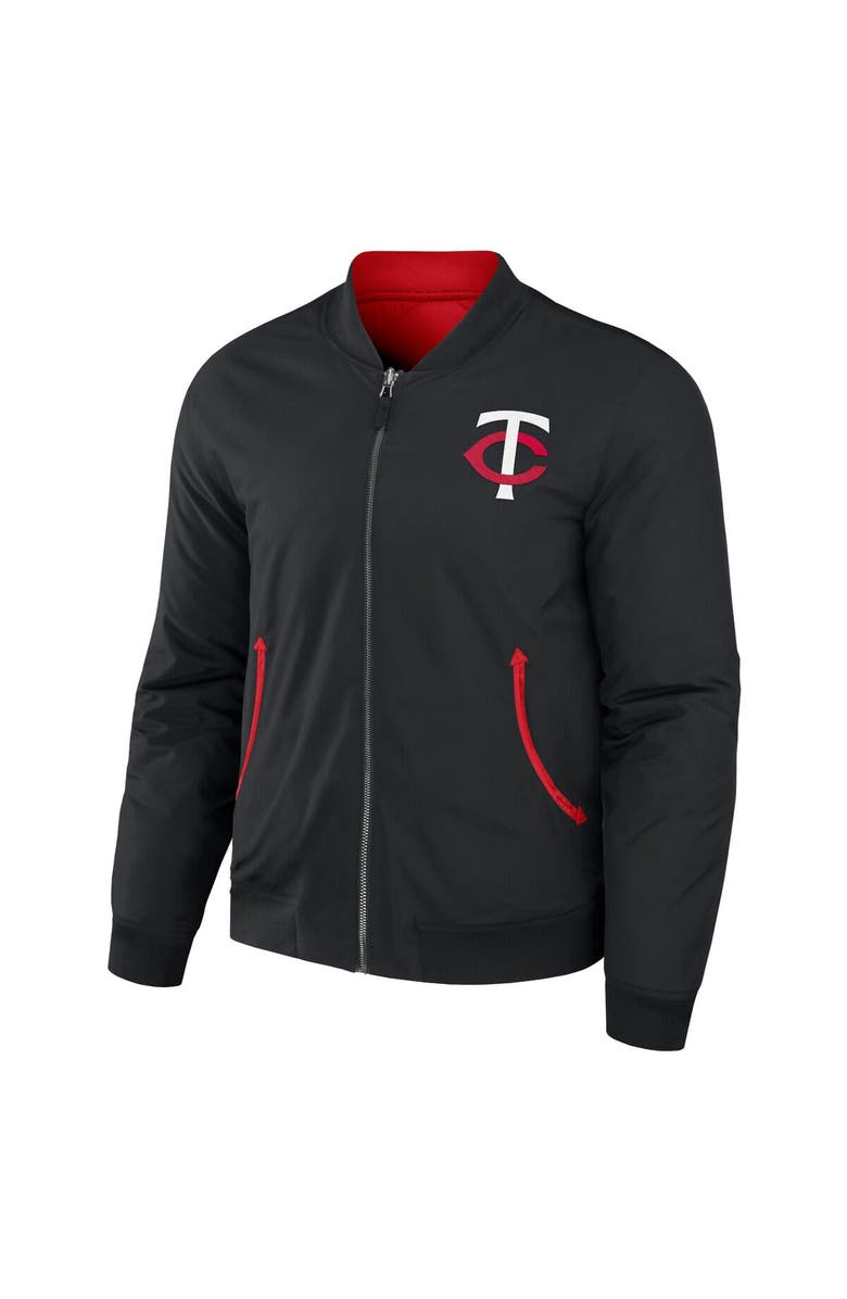 Darius Rucker Collection by Fanatics Men's Darius Rucker Collection by Fanatics Black/Red Minnesota Twins Reversible Full-Zip Bomber Jacket, Alternate, color, Black