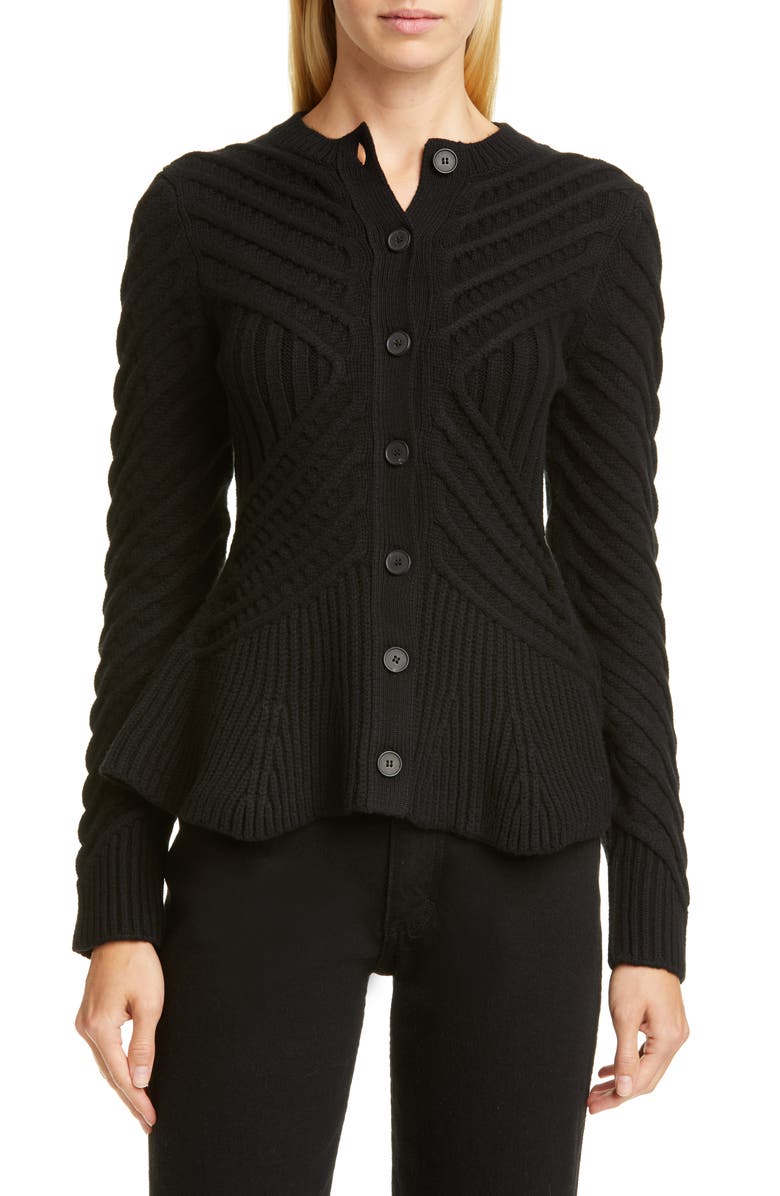 McQueen Alexander McQueen Angled Cable Cardigan, Main, color, 