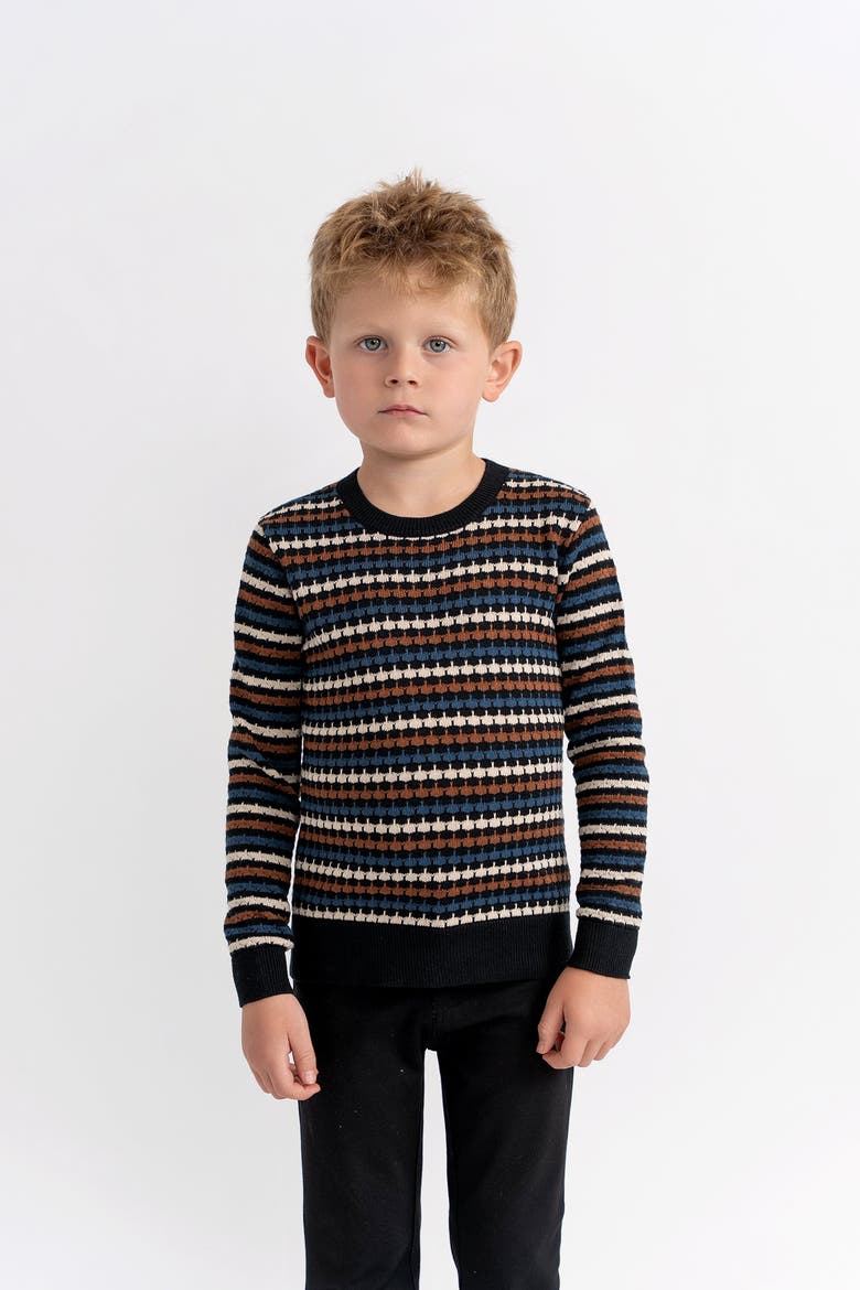 Multi Color Knit Pullover Sweater, Alternate, color, Black Multi