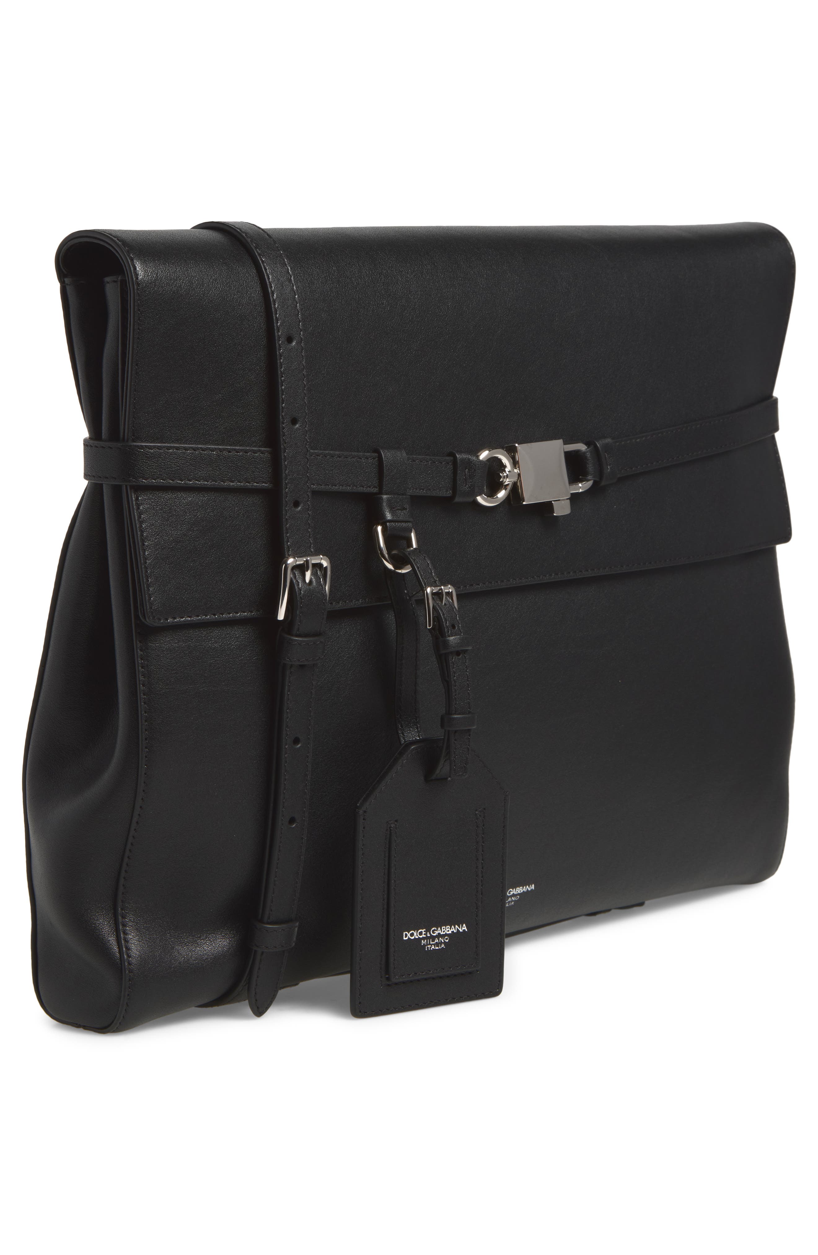 Leather Crossbody Bag, Alternate, color, BLACK