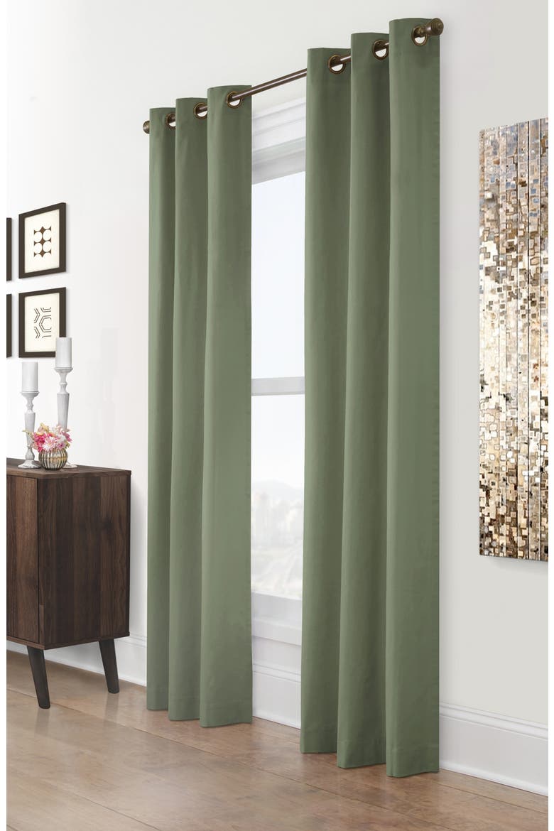 Set of 2 Cotton Curtain Panels, Alternate, color, SAGE