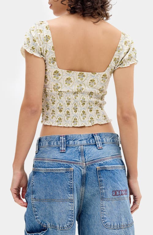 BDG URBAN OUTFITTERS BDG URBAN OUTFITTERS SYDNEY SMOCKED STRETCH COTTON CROP TOP 