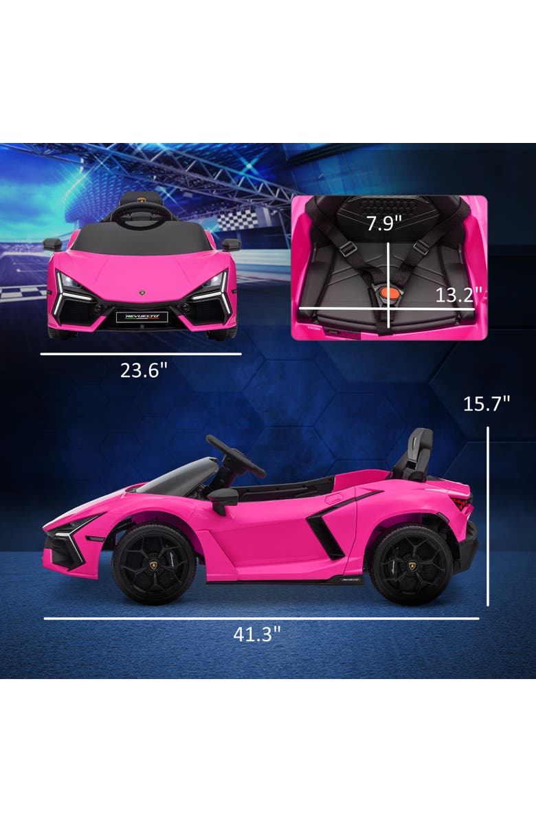 Qaba Lamborghini Revuelto 12V Kids Electric Car with Hydraulic Doors, Remote, Alternate, color, Pink