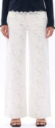 Bayeas Lace Inset Embroidered Wide Leg Jeans