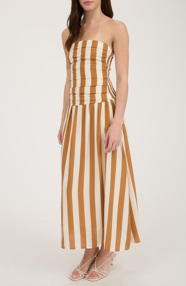 Gathered Strapless Midi Dress
