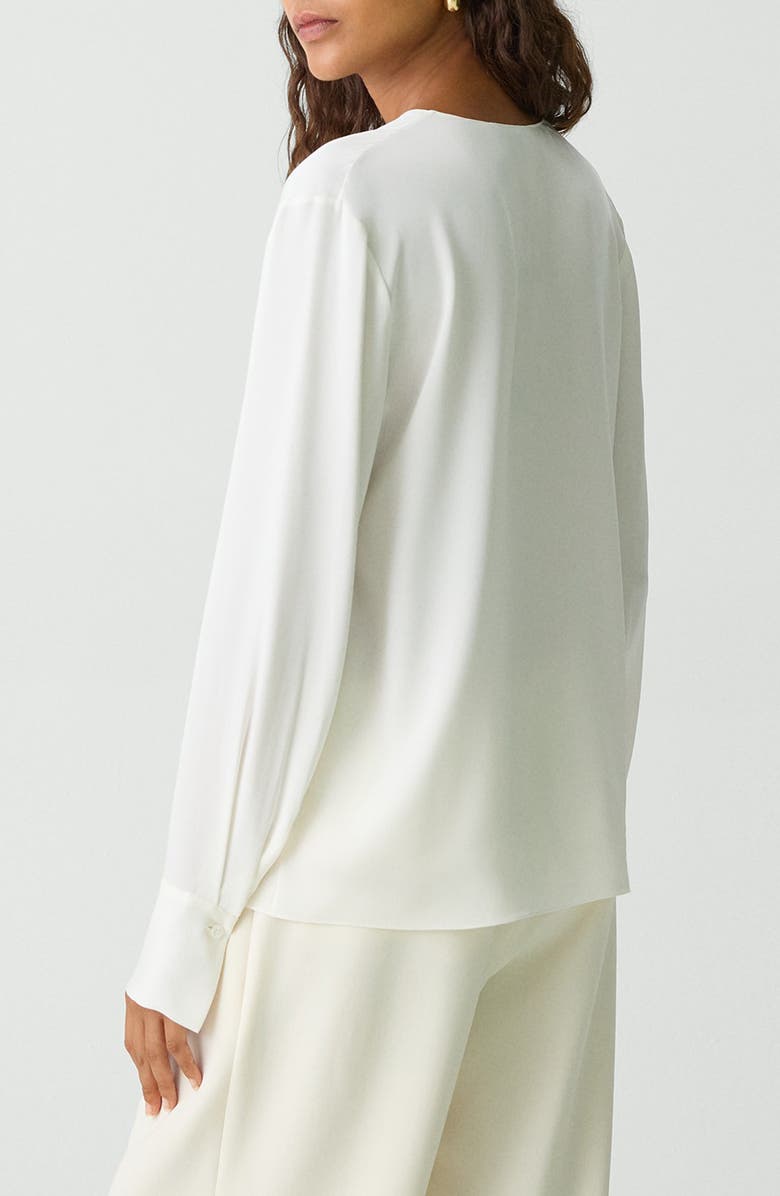 Theory Hidden Slit Silk Top, Alternate, color, Ivory