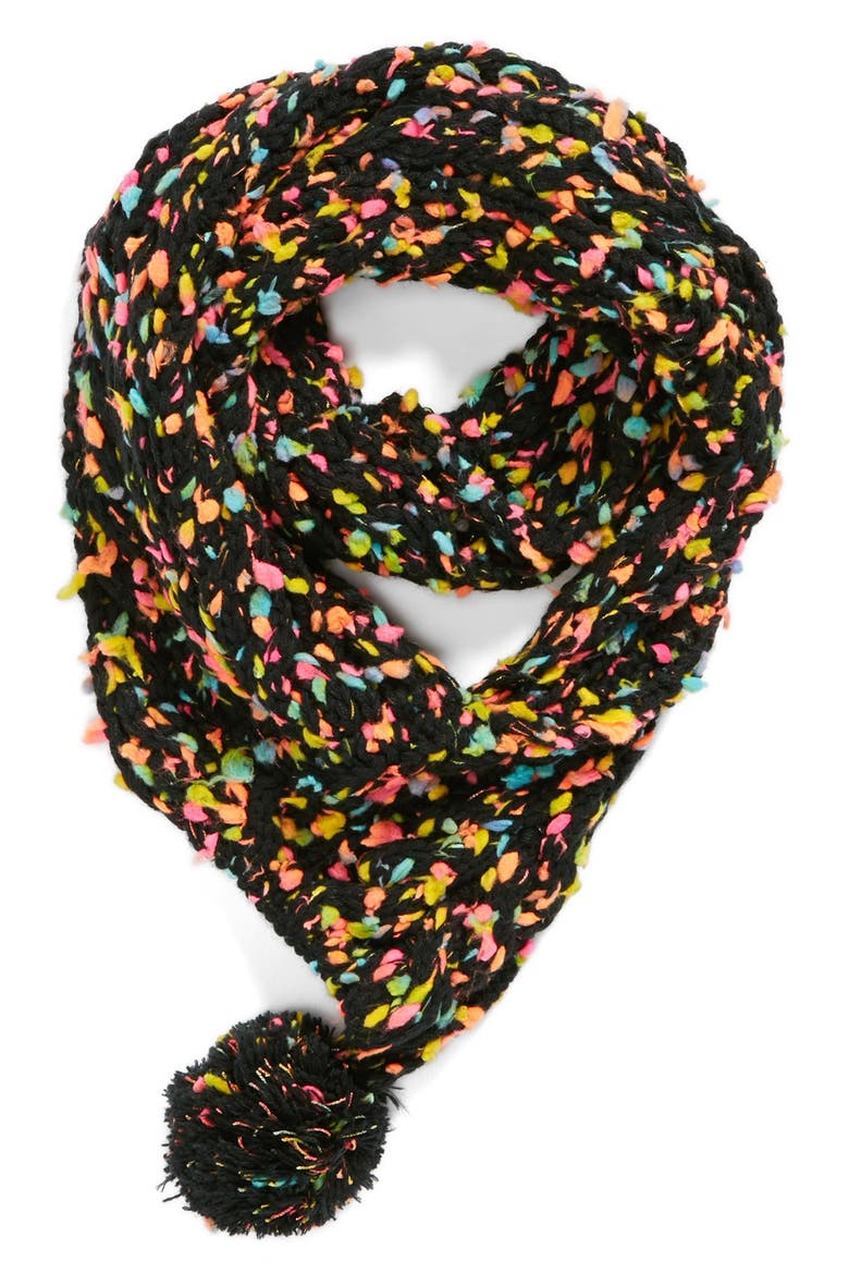 Peace of Cake Knit Infinity Scarf, Main, color, BLACK