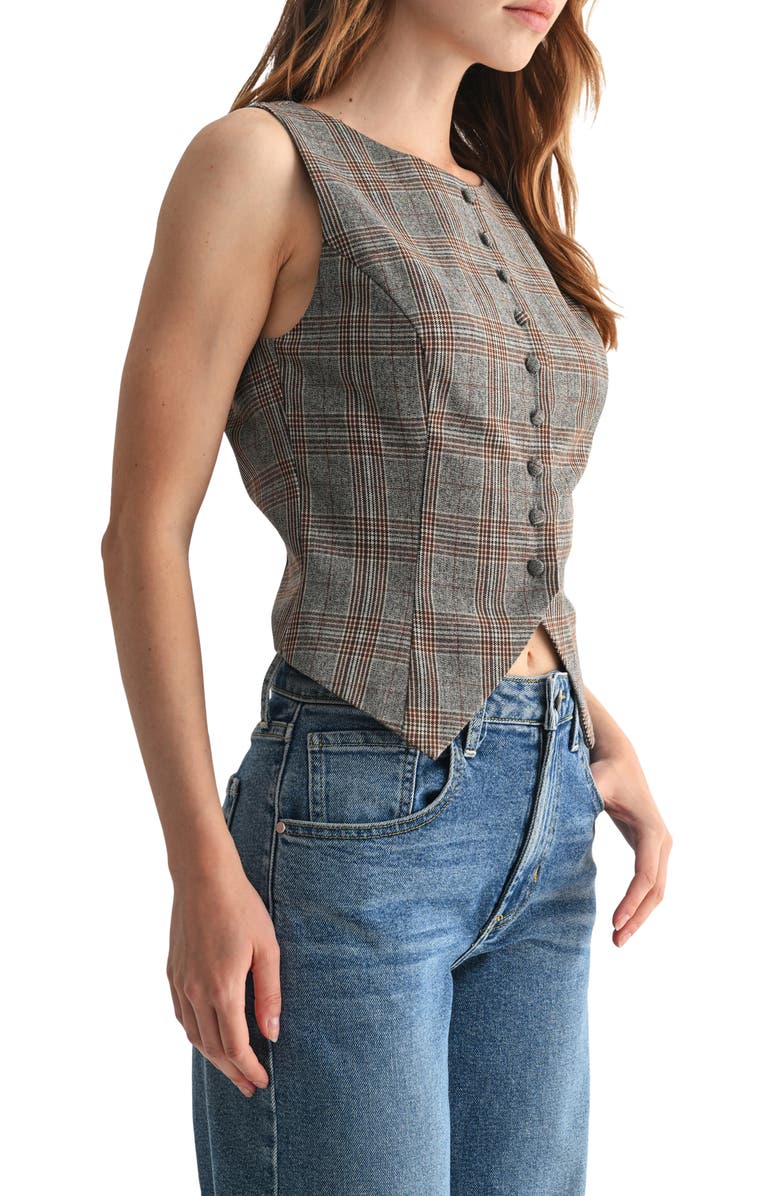 Lush Houndstooth Vest, Alternate, color, Grey Brown