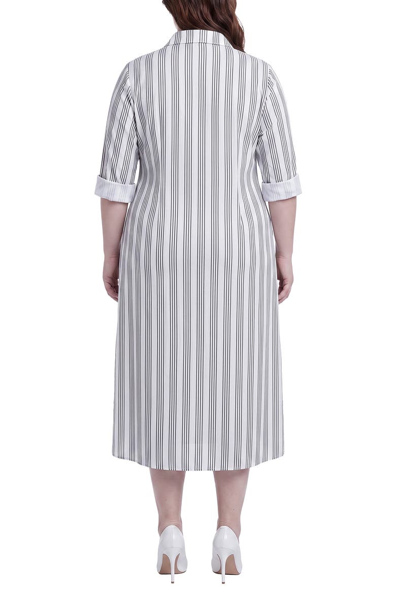 Stripe Button-Up Midi Shirtdress, Alternate, color, LIGHT GREY