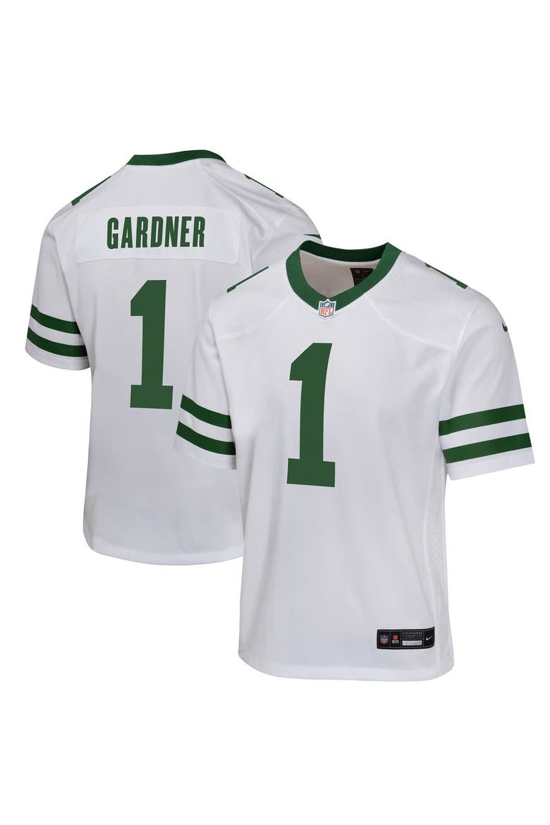 Youth Nike Ahmad Sauce Gardner Legacy White New York Jets Game Jersey, Main, color, White