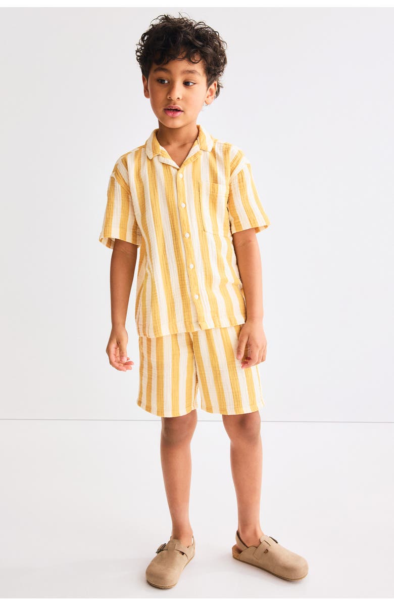 H&M 2-piece cotton muslin set, Alternate, color, White/Yellow Striped