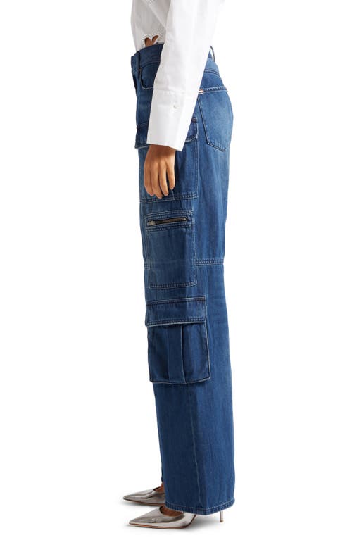 Alice And Olivia Cay Baggy Denim Cargo Pants In Love Train