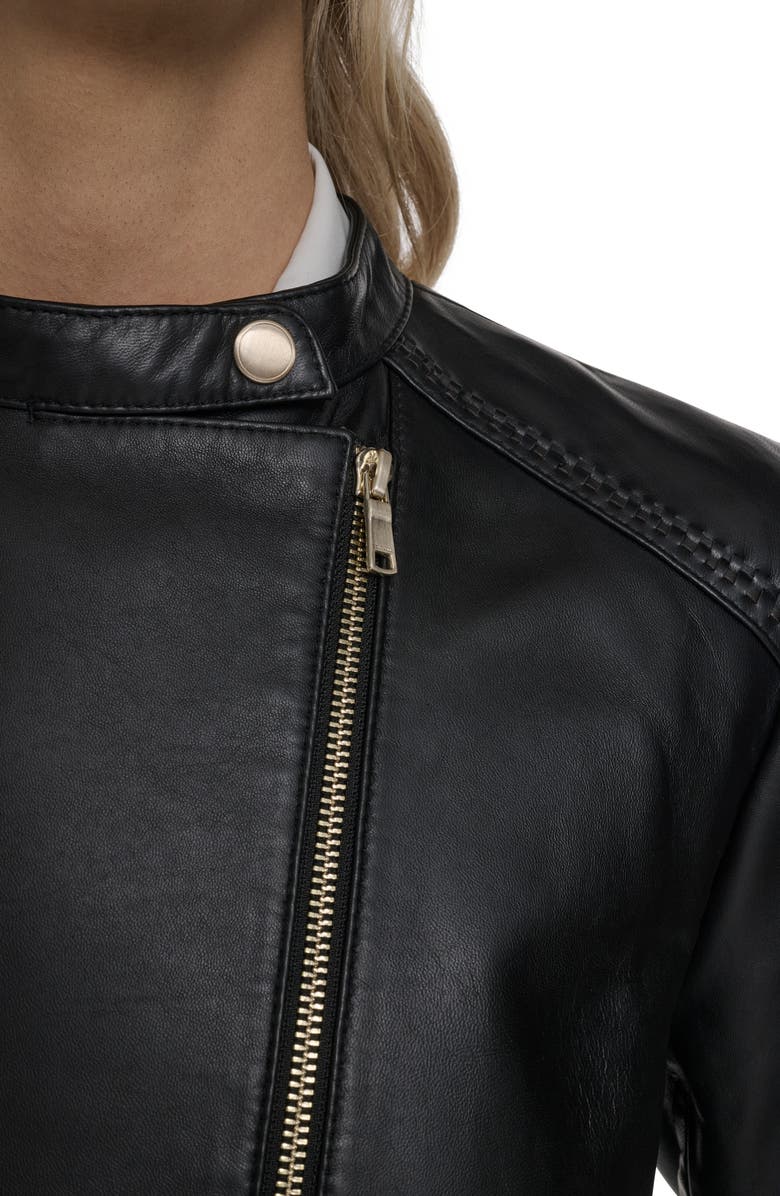 Cole Haan Signature Band Collar Racer Jacket, Alternate, color, Black