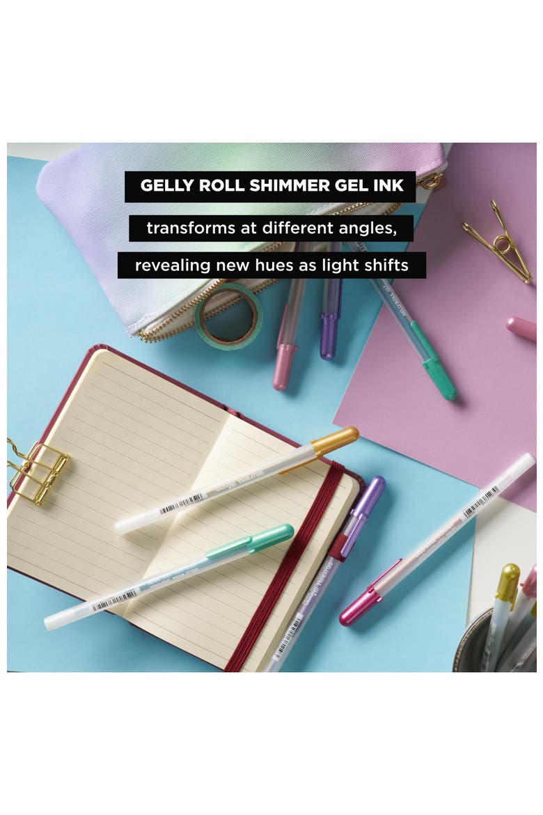 Gelly Roll Shimmer Gel Ink Pen, Bold Tip, Assorted, 6 Count., Alternate, color, Multicolor