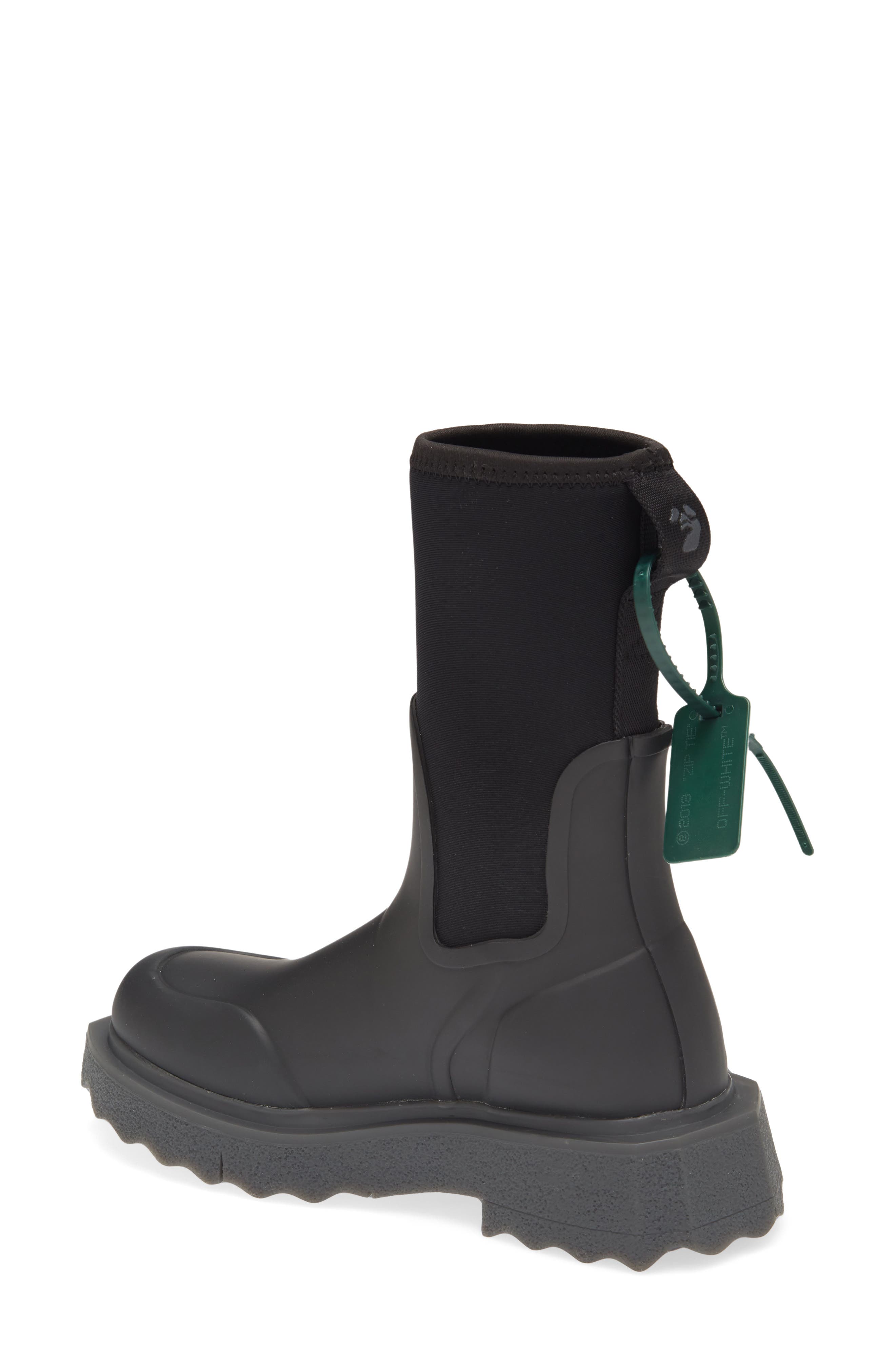 Off-White Sponge Sole Waterproof Rain Boot, Alternate, color, 