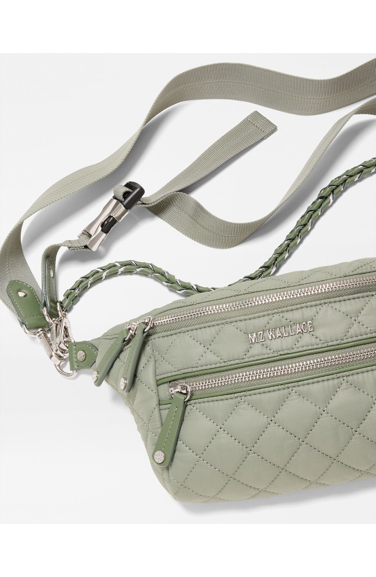MZ Wallace Small Crosby Quilted Nylon Convertible Sling Bag, Alternate, color, Agave Green