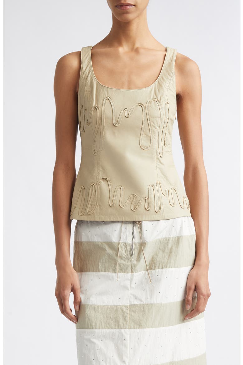 Fil Leather Top, Main, color, ECRU