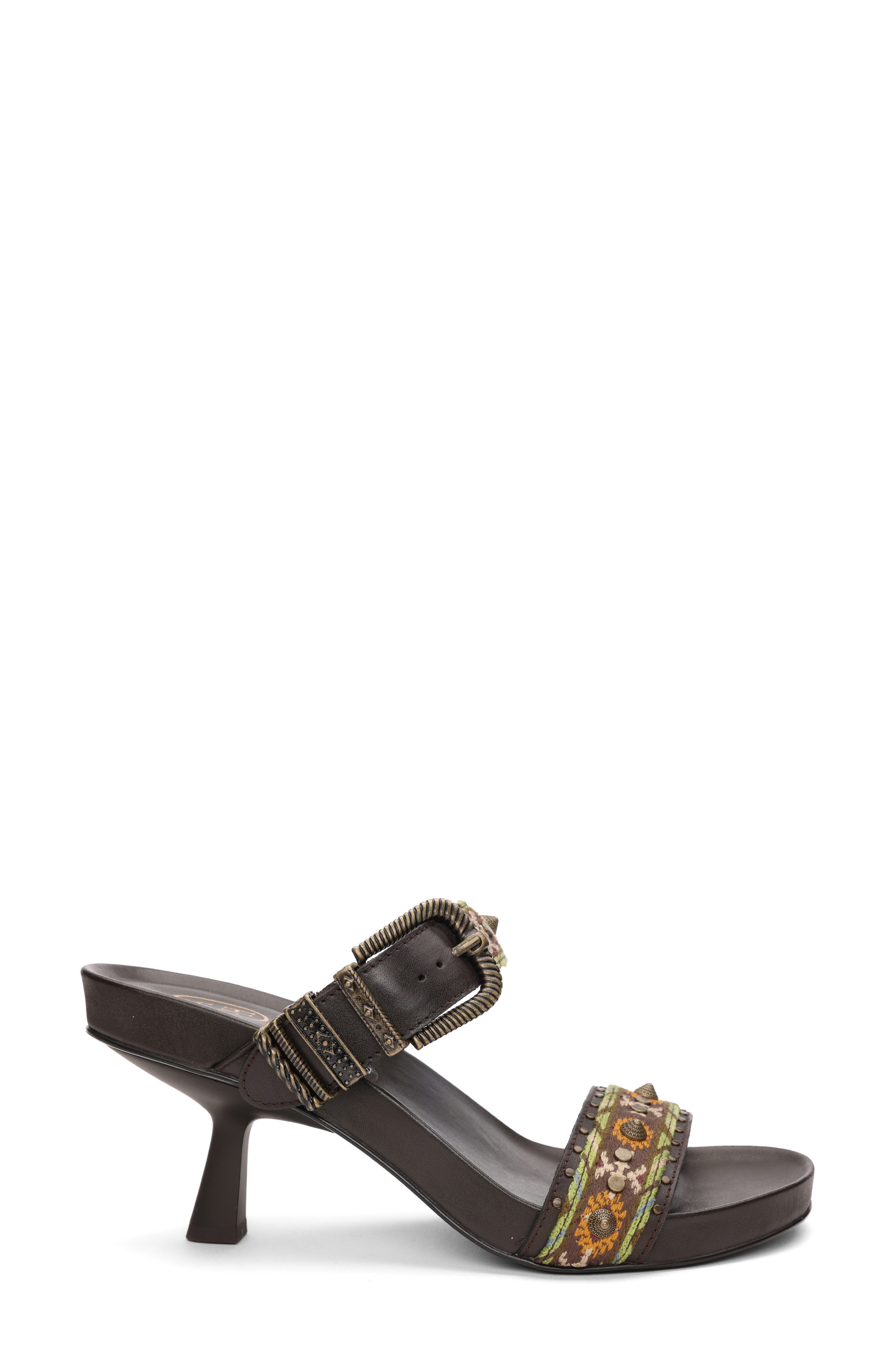 Ash Joey Embroidered Buckle Slide Sandal, Alternate, color, Africa
