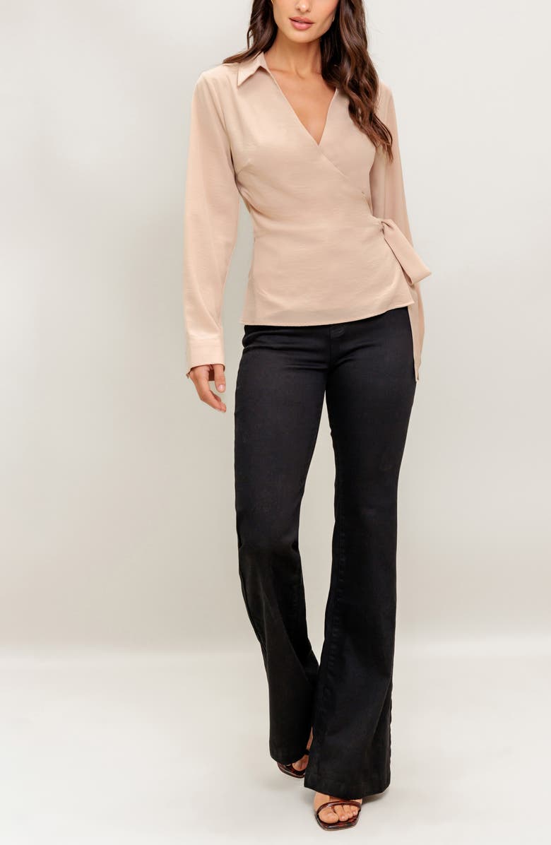 FLYING TOMATO Solid Wrap Top, Alternate, color, Light Taupe