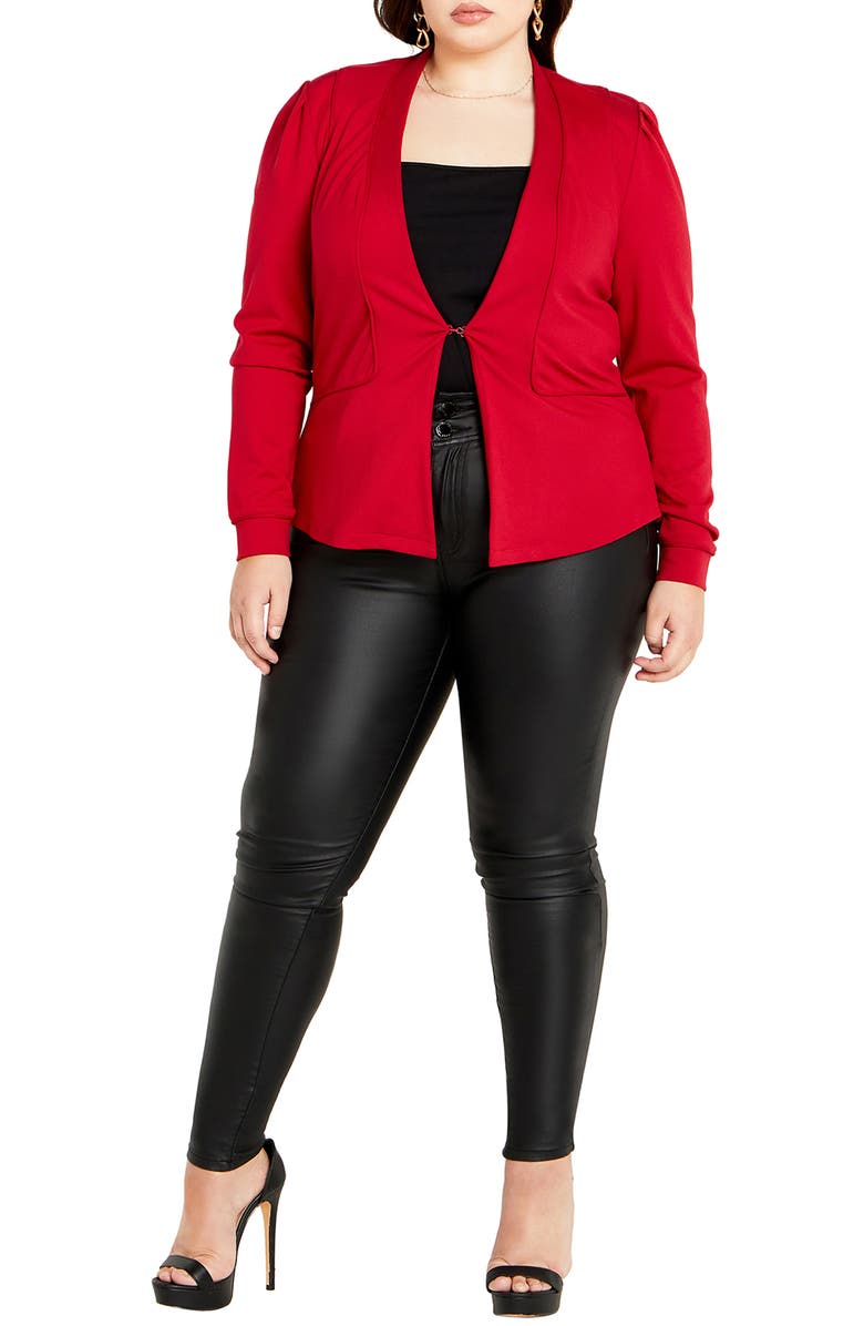 City Chic Liana Stretch Ponte Jacket, Alternate, color, Red