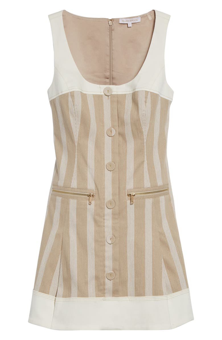Ramy Brook Francesca Mixed Media Dress, Alternate, color, Sandstone Cotton Stripe
