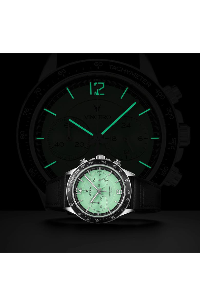 Vincero The Apex Prism Chronograph Leather Strap Watch, 42mm, Alternate, color, Frosted Jade