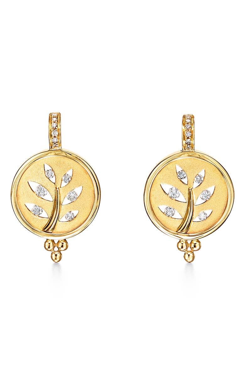 Temple St. Clair 18K Gold & Diamond Tree Cutout Earrings, Main, color, 