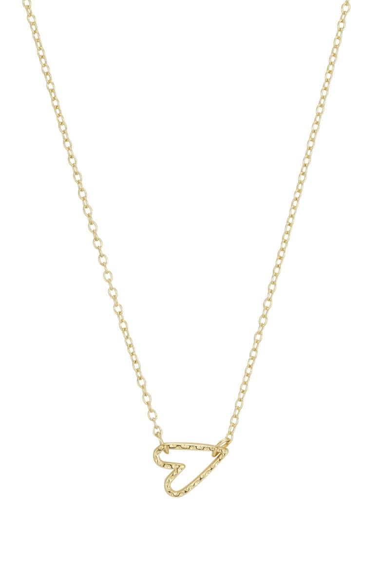 Hammered Open Heart Pendant Necklace, Main, color, GOLD