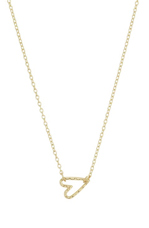 Hammered Open Heart Pendant Necklace