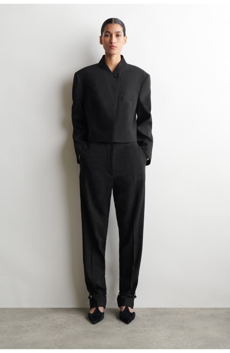 COS Linen Straight-leg Trousers, Main, color, Black