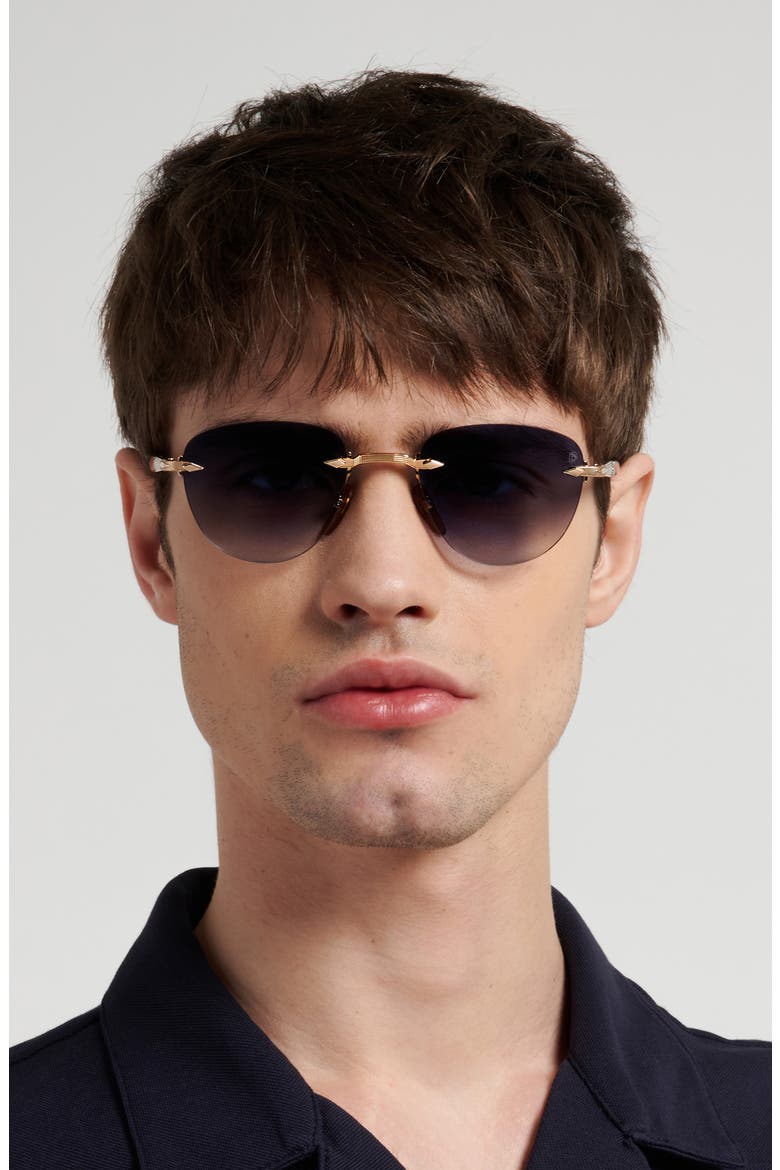 51mm Rimless Square Sunglasses, Alternate, color, GOLD BROWN HAVANA/ DK BLUE SF