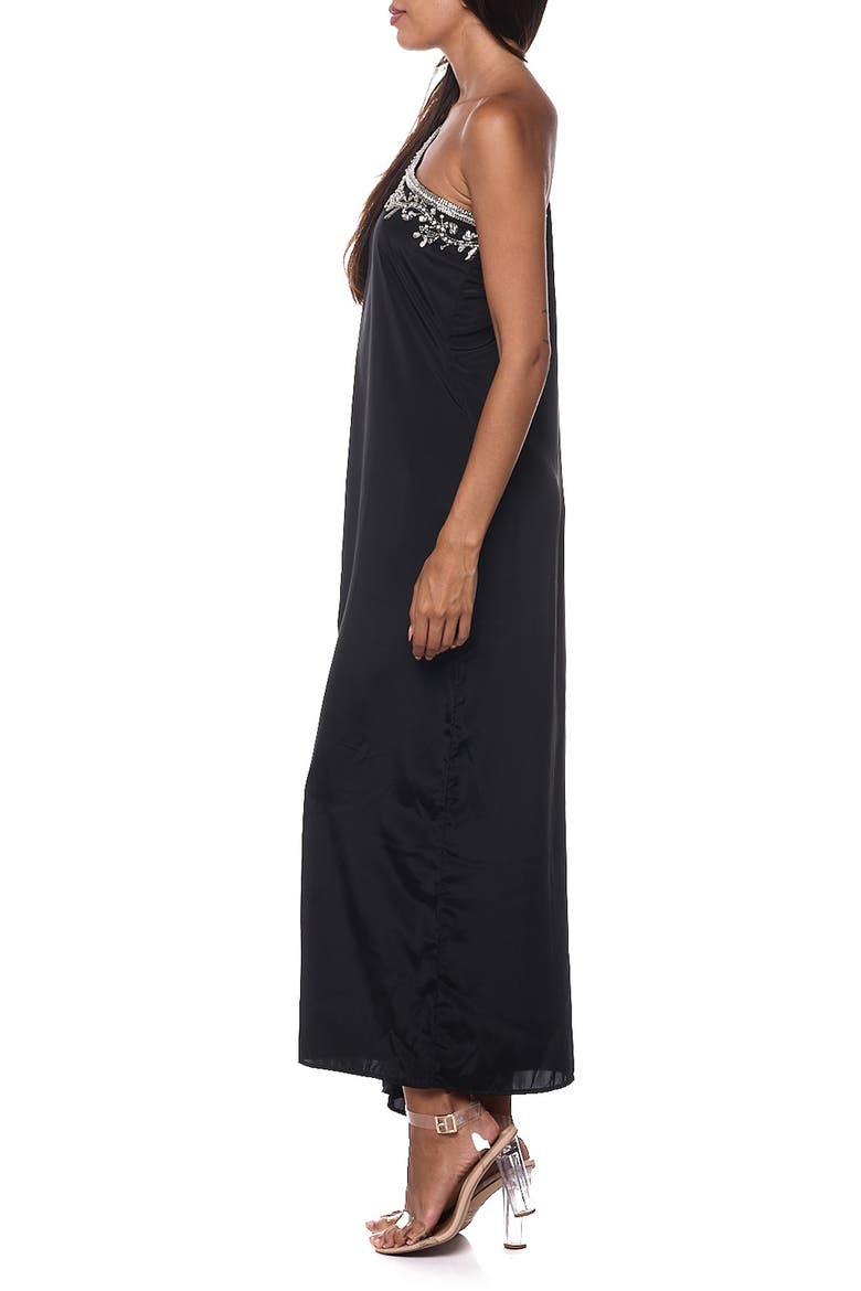 Embellished One-Shoulder Cover-Up Dress, Alternate, color, BLACK